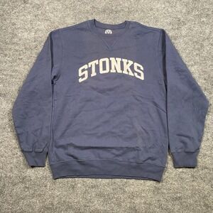 Shithead Steve Stonks Meme Graphic Crewneck Sweatshirt Blue Mens Medium M
